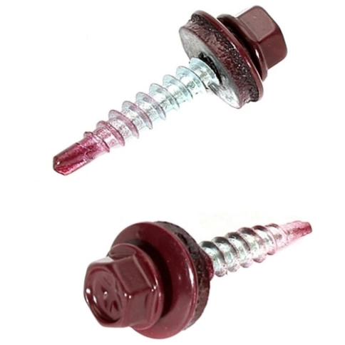 Саморез кровельный, 4,8х29 винно-красный RAL3005 фото 1