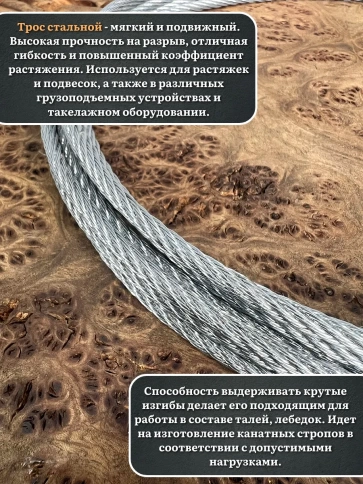 Трос стальной d1 ОЦ без оплетки, 50 метров фото 4