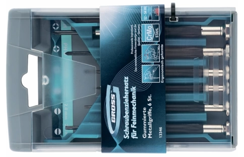 Набор отверток для точной механики 6 шт, CrMo, металл, обрезиненные рукоятки, Gross фото 2