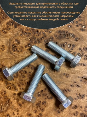 Болт высокопрочный ОЦ 8х25 мм, к.п.10.9 DIN933, 10 шт. фото 4