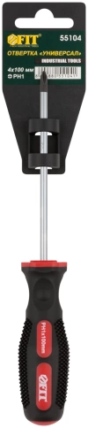 Отвертка Универсал, CrV сталь, прорезиненная ручка, Профи 4х100 мм РН1 фото 3
