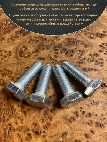 Болт высокопрочный оцинкованный 10х25 мм , к.п.10.9 ,10 шт. фото 4