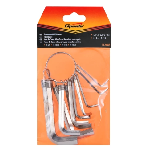 Набор ключей имбусовых HEX 1,5-10 мм 10 шт. на кольце, никелированные, Sparta фото 1