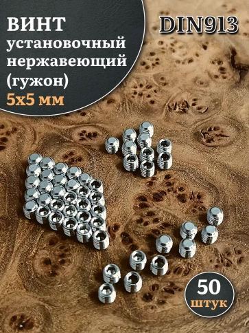 Винт установочный нержавеющий 5х5 DIN913 (гужон), 50 шт. фото 1