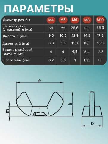 Гайки барашковые ОЦ М4,5,6,8,10 в органайзере НАБОР 1 фото 3