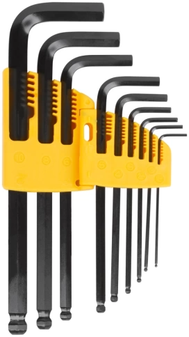 Набор ключей шестигранных средних с шаром 9 шт 1,5-10 мм фото 1