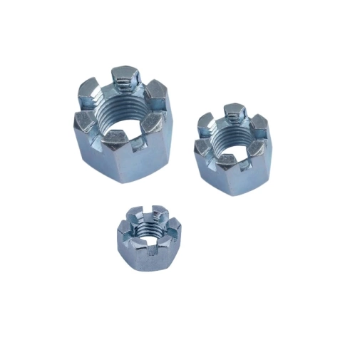 Гайка корончатая (прорезная) М14 DIN 935 оцинкованная, 100 шт. фото 1