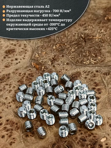 Винт установочный нержавеющий 5х5 DIN913 (гужон), 50 шт. фото 3
