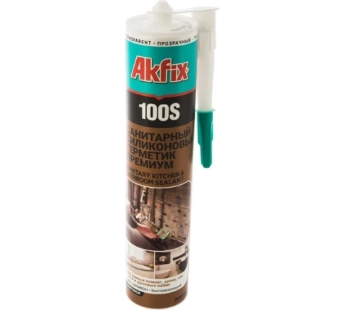 Силикон санитарный прозрачный Akfix 100S 280 мл фото 1