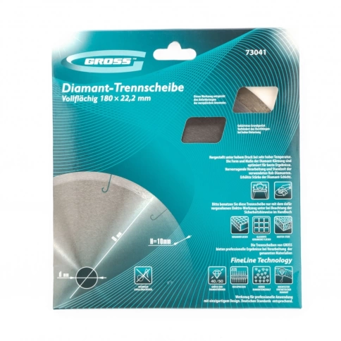 Диск алмазный сплошной с лазерн.перфорац. мокрое резание 180х22,2 мм Gross фото 4