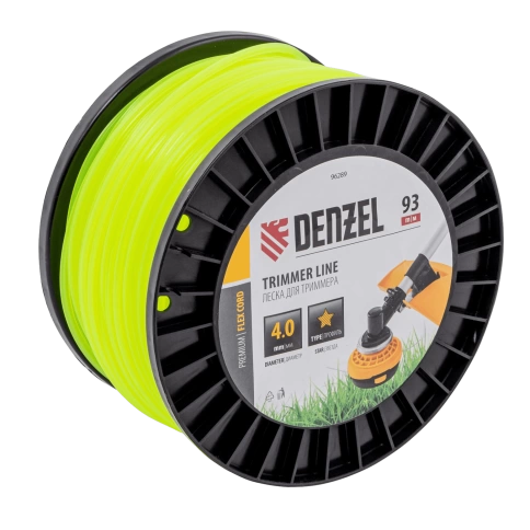 Леска для триммера звезда 4,0мм DIN катушка FLEX CORD Denzel фото 1
