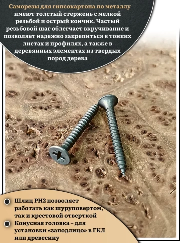 Саморез шуруп по дереву 3,5х32 мелкая резьба, чёрный 50 шт. фото 4