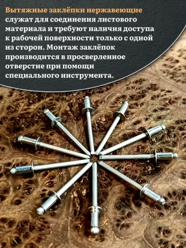 Заклепка вытяжная нержавеющая 4,8х8 , 20 шт. фото 3