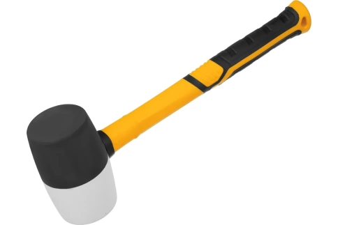 Киянка резиновая, черно-белая резина, фибергласовая рукоятка 680 гр. Denzel фото 1