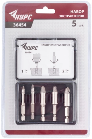 Набор экстракторов для болтов и шпилек усиленный, HSS сталь, 5шт. фото 1