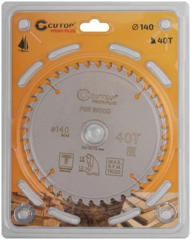Диск пильный по дереву с тефл.покр.40Т CUTOP Profi Plus 140х1,2/1,8х20/16/12 мм фото 2