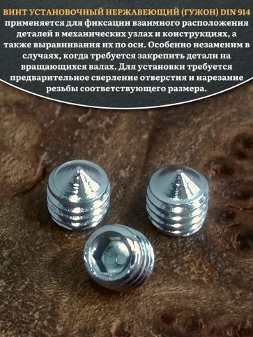 Винт установочный нержавеющий 4х4 DIN914 (гужон), 10 шт. фото 4