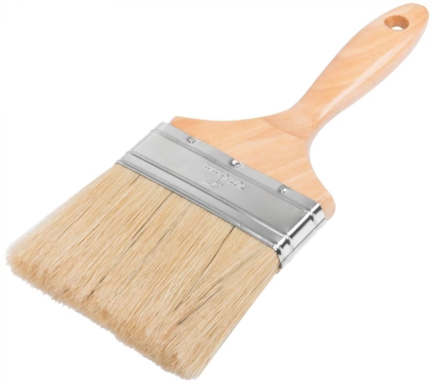Кисть флейцевая Профи, натур.светл.щетина, дерев.ручка 4" 100 мм фото 1
