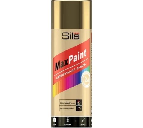 Эмаль аэрозольный золотой металлик SILA HOME Max Paint 520 мл фото 1