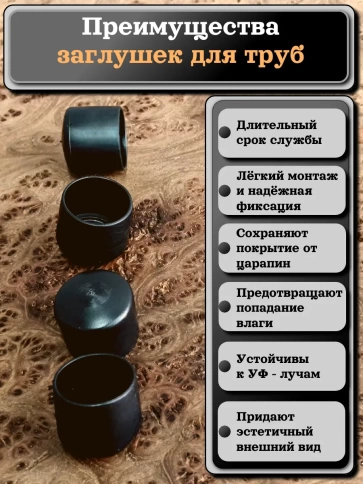 Заглушка для труб наружная круглая d 20 мм черная, 50 шт фото 3