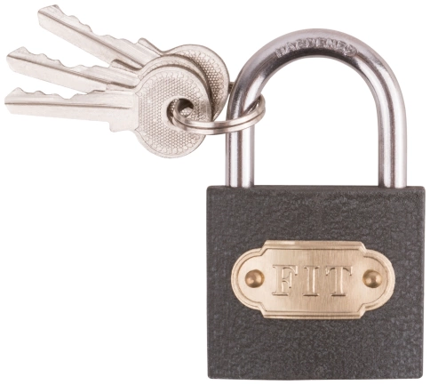 Замок навесной железный 38х32 мм стальная дужка 5,2 мм фото 1