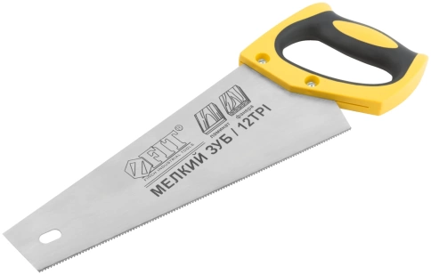 Ножовка по ламинату, мелкий каленый зуб 12 TPI (шаг 2мм), заточка, пласт.прорезин.ручка 300мм(10295) фото 2