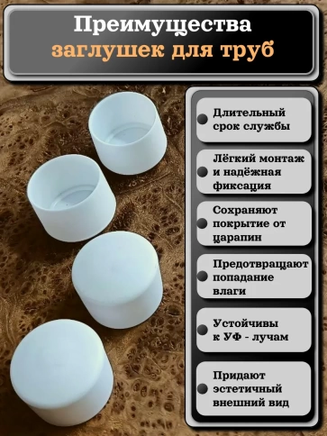 Заглушка для труб наружная круглая d 30 мм белая, 16 шт фото 3