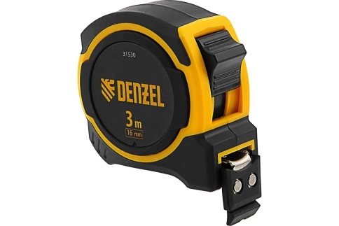 Рулетка магнитн.обрезин.зацеп  двухкомпонентн. корпус 3м х 16мм Denzel фото 1