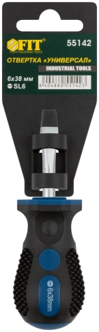 Отвертка Универсал, CrV сталь, прорезиненная ручка, Профи 6х38 мм SL фото 3