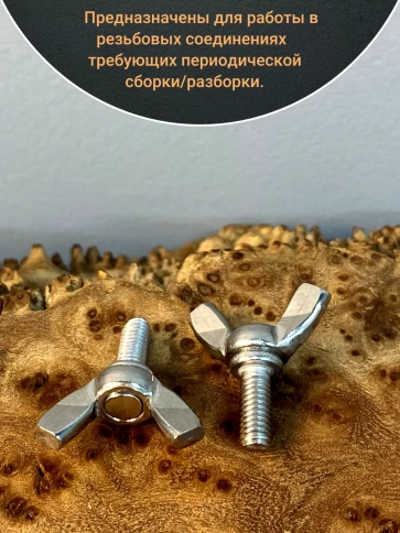 Винт-барашек М3х10 мм , нержавеющая сталь DIN 316 (5 шт.) фото 3