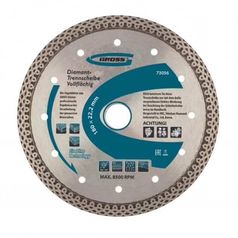 Диск алмазный тонкий сплошной мокрое резание 180х22,2 мм Jaguar, Gross фото 1