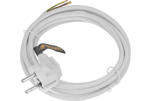 Шнур сетевой Energy Series ПВС 3x1 мм с неразборной вилкой белый 3 м Denzel фото 1