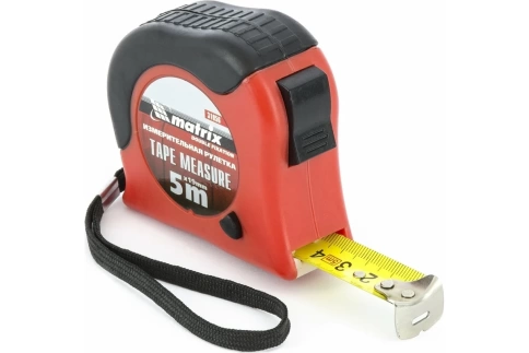 Рулетка Double fixation 5м х 19мм. обрезинен.корп., двойная плавная фикс Matrix фото 1