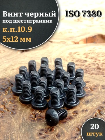 Винт чёрный 5х12 ISO 7380 под шестигранник к.п.10.9 фото 14