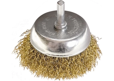Щетка для дрели "чашка", со шпилькой, латунир.вит.проволока, Matrix фото 3
