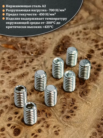 Винт установочный нержавеющий 3х12 DIN913 (гужон) фото 3