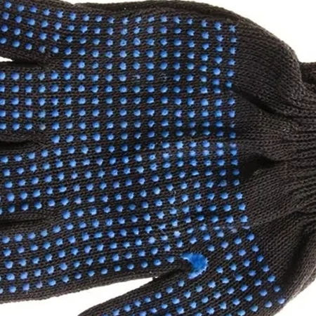 Перчатки трикотажные черные с ПВХ точкой, 10 класс вязки, Россия фото 2