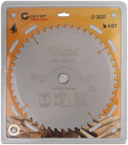 Диск пильный по дереву с тефл.покр.48Т CUTOP Profi Plus 300х2,0/3,0х32/30/25,4/20 мм фото 2