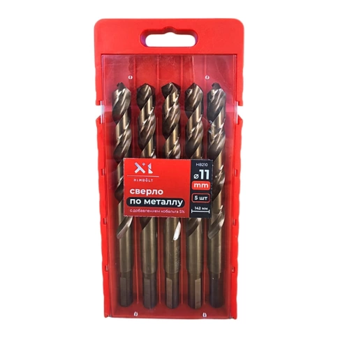 Сверло по металлу с кобальтом 5% P6M5K5 11,0 мм HIMBOLT 5 шт.пластиковый бокс фото 1