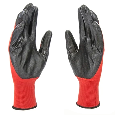 Перчатки полиэфирные с черным нитрильным покрытием, 15 класс вязки, размер L, Stels фото 1