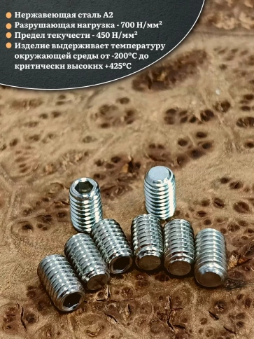 Винт установочный нержавеющий 3х8 DIN913 (гужон) фото 7