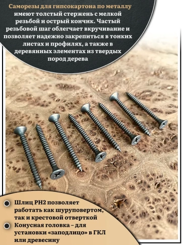 Саморез шуруп по дереву 3,5х41 мелкая резьба, чёрный 50 шт. фото 4