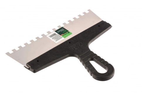 Шпатель из нерж.стали 250 мм зуб 8х8 мм пластмас.ручка Сибртех фото 2