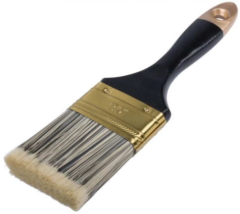 Кисть флейцевая Стайл, искусст.ч/б щетина, дерев.ручка 2,5" 63 мм фото 1