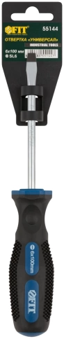 Отвертка Универсал, CrV сталь, прорезиненная ручка, Профи 6х100 мм SL фото 3