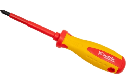 Отвертка Insulated PH2x100 мм, CrMo, до 1000 B, двухкомпонентная рукоятка Matrix фото 1
