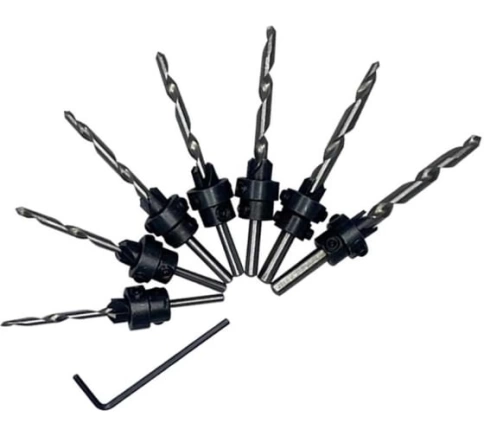 Набор сверл по дереву с зенкером,ограничителем 7 шт 3-3,5-4-4,5-5-5,5-6 мм фото 1