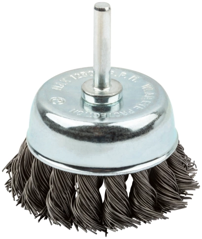 Корщетка-колесо, со штифтом, витая стальная проволока 70мм фото 1