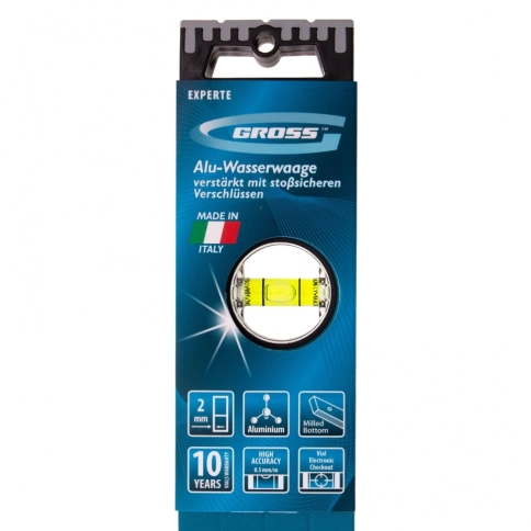 Уровень алюминиевый усиленный с ударопрочными заглушками 3 глазка рукоятки Gross фото 5