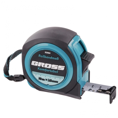 Рулетка Komfortabel 10м х 25мм. обрезинен.корп. Gross фото 1